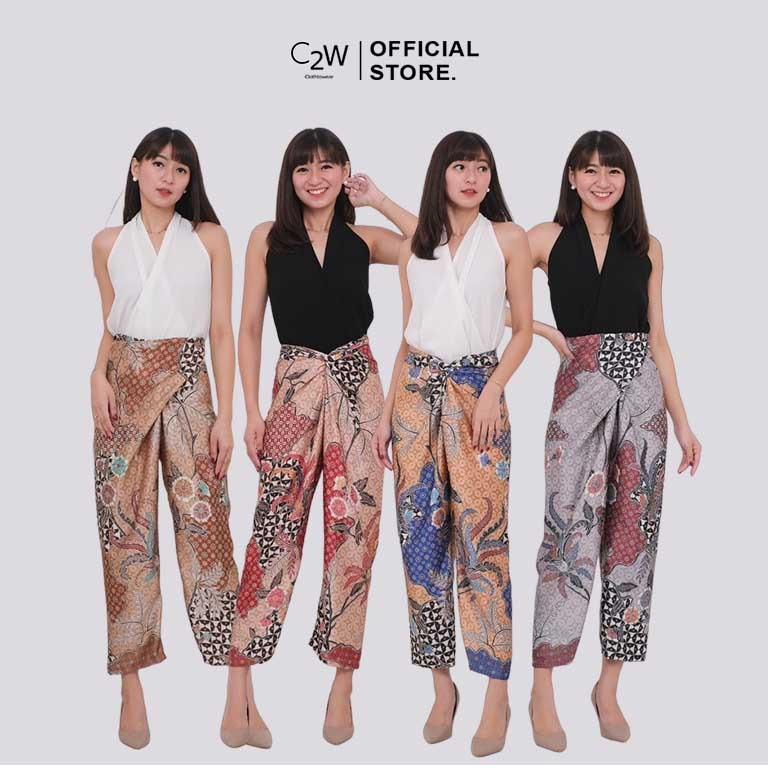 C2W Clothtowear Womens Batik Wrap Pants All Size Satin Womens Pants 661-SKR
