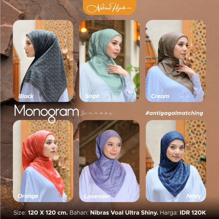 ใหม่ล่าสุด NIBRAS HIJAB / SCARVES TWOTONE MONOGRAM / QUARTER HIJAB / QUARTER MOTIF / NIBRAS QUARTER 