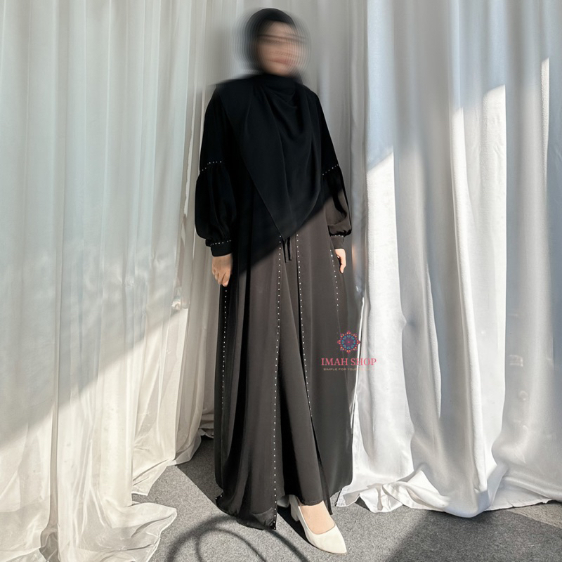 Hitam Abaya ชุดเดรส เสื้อคลุมตุรกี สีดํา ปักลายซาอุดิอาระเบีย ตุรกี อินเดีย ดูไบ Ivori By Imah Shop