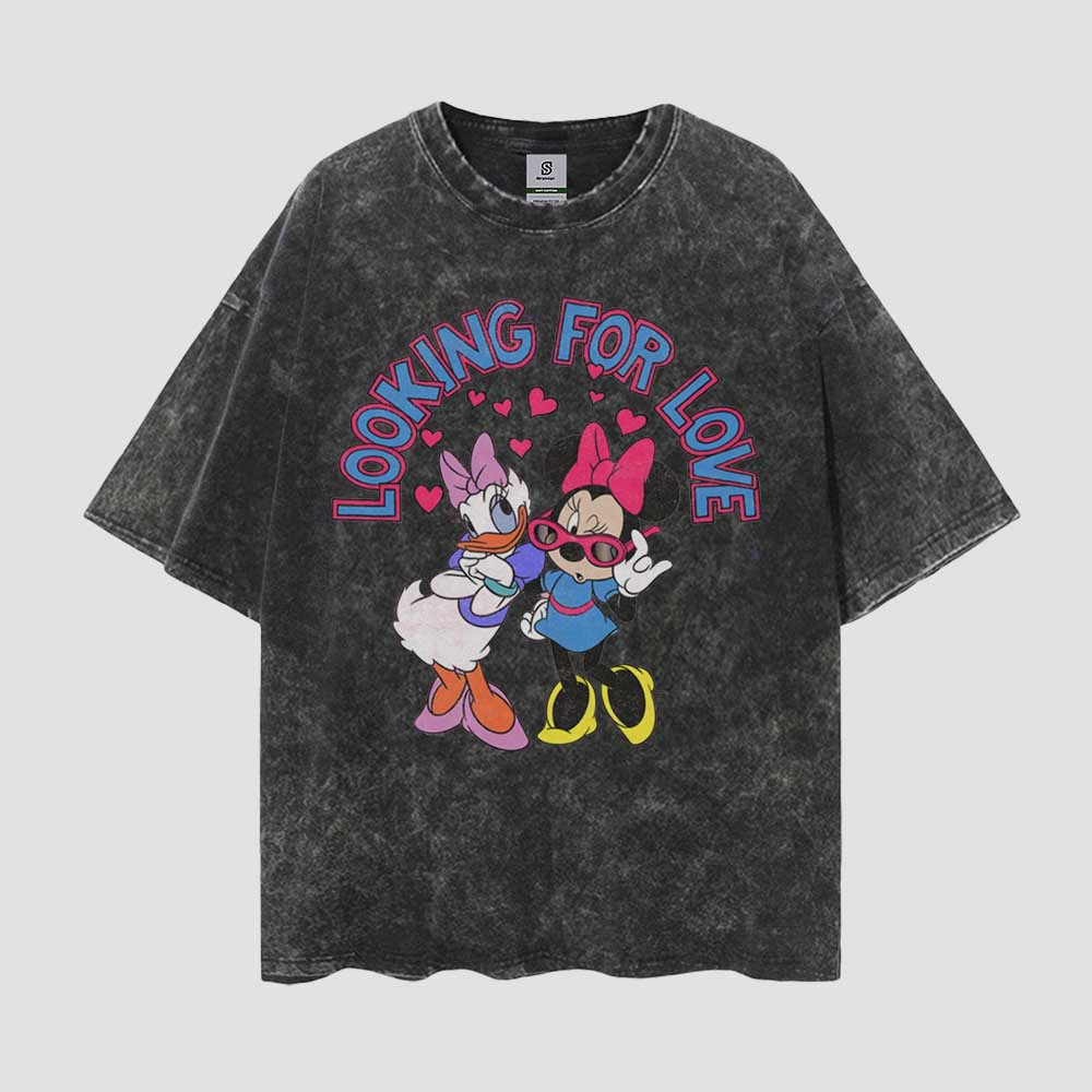 Looking For Love Vintage Style Oversize Washed Tee