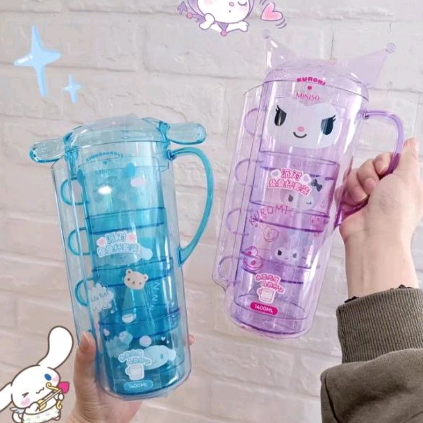 CINNAMOROLL PITCHER SET / PITCHER ฟรี 4 แก้ว / CINNMORLL JAR / นําเข้า KUROMI TEK / KUROMI JAR