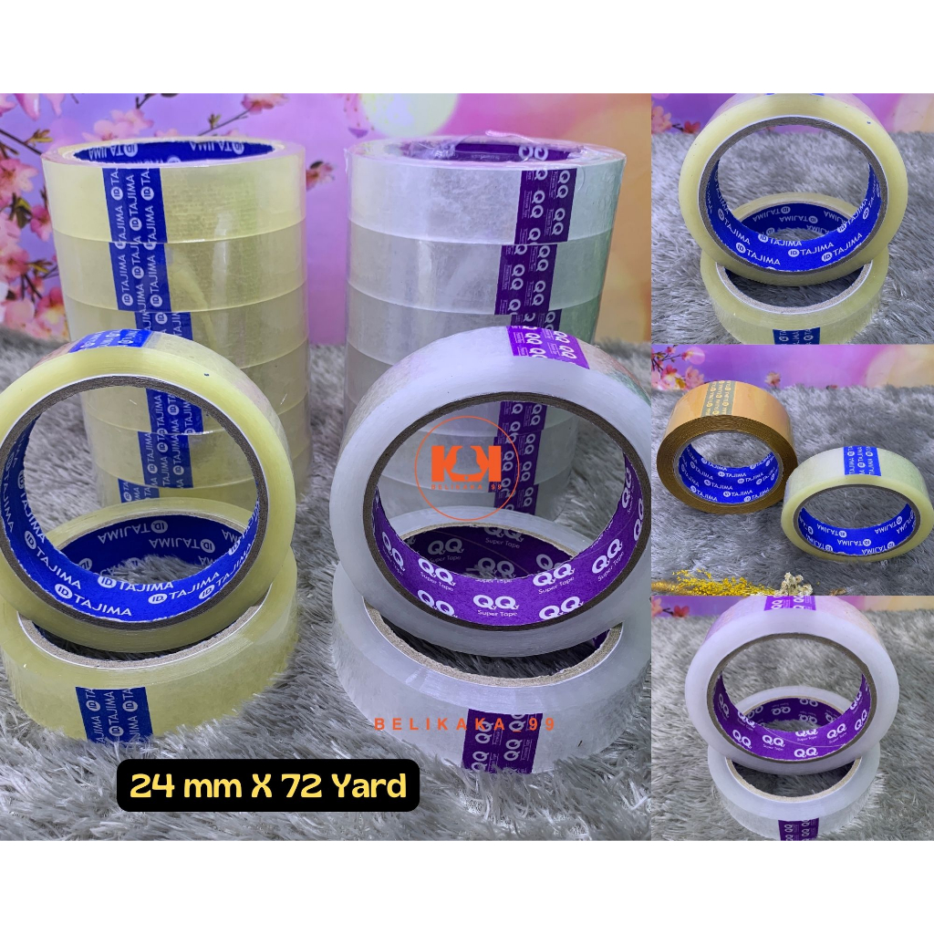 (72 YARD X 24 MM) เทปใส 1 INCH QQ และ TAJIMA BLUE BRAND / เทปใส 1 INCH 72 YARD