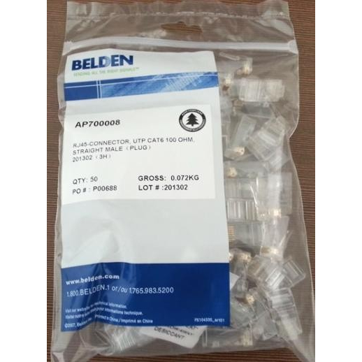 ขั้วต่อ Belden UTP RJ45 Cat 6 / UTP Connector RJ45 Cat-6 / AP700008