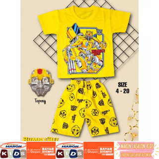 Bumblebee MOTIF ชุดเสื้อผ้า + หน้ากาก สําหรับเด็กผู้ชาย และเด็กผู้หญิง อายุ 2-10 ปี สามารถชําระเงินในวันเดียวกัน และสถานที่ทันที