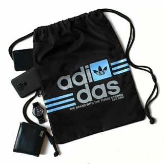 Adidas กระเป๋าหูรูด สีฟ้า สําหรับผู้ชาย และผู้หญิง เหมาะกับการเล่นกีฬา