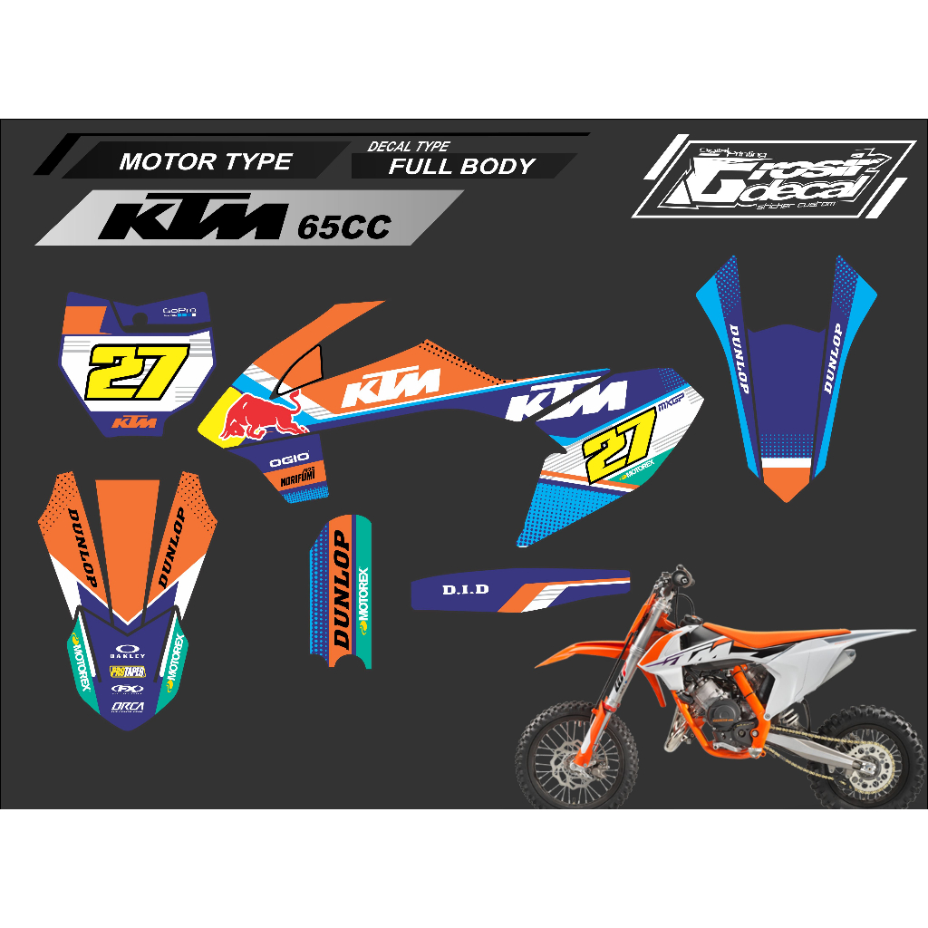 สติ๊กเกอร์รูปลอก Mini Trail KTM 65cc Full Body Sticker ฟรีขอ