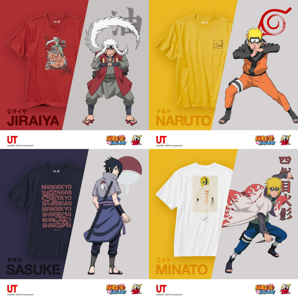 Naruto akatsuki เสื ้ อยืดครบรอบ 20 ปี UT อะนิเมะ tshirt/UT อะนิเมะ T-Shirt/UT x naruto T-Shirt/manga T-Shirt/naruto การ ์ ตูนเสื ้ อยืด