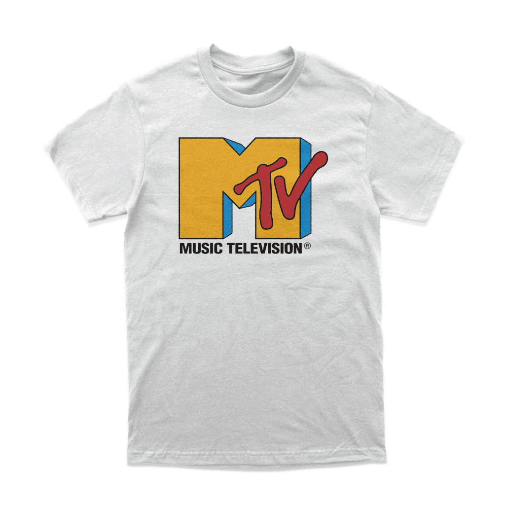 MTV เสื้อยืดโทรทัศน์เพลงวินเทจ "MTV1" สินค้าสีขาว