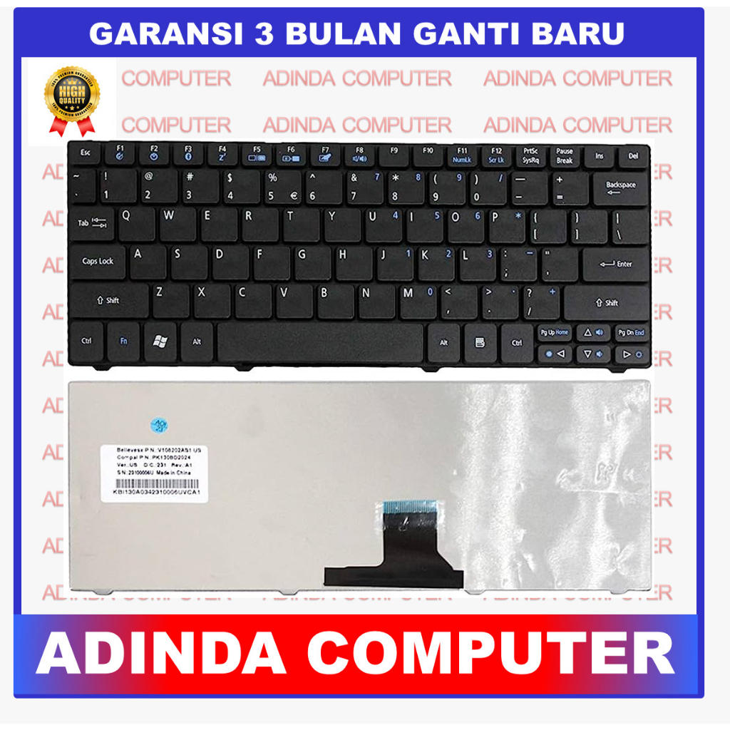 คีย์บอร์ด Acer Aspire One 721 722 751 751H AO721 AO722 Ferrari One 200 FO200