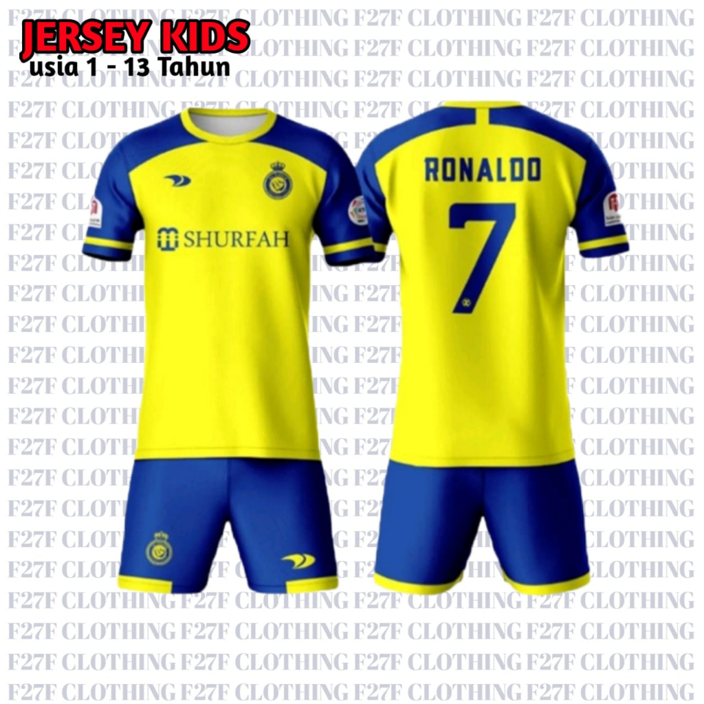 RONALDO KIDS JERSEY ALNASSR JERSEY KIDS เสื้อฟุตบอล BOYS CLOTHES WORLD CUP JERSEY 2022_2023