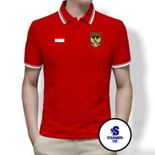 Putih เสื้อโปโลคอปก ลายโลโก้ GARUDA INDONESIA AND Indonesian Flag/78Th สีขาว สําหรับผู้ชาย