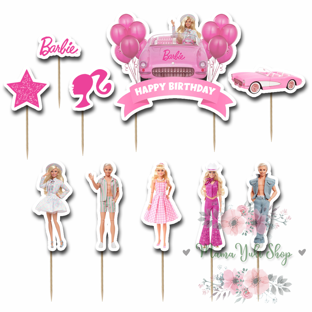 ป้ายท็อปเปอร์ ภาพยนตร์ Barbie THE MOVIE สําหรับตกแต่งเค้กวันเกิดเด็ก 2023