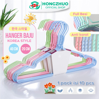 Hongzhuo X Red house Gantungan Baju Stainlees Steel 10pcs Hanger Baju Dewasa Hanger Baju Anti Karat hanger baju Warna Pastel Gantungan Serbaguna