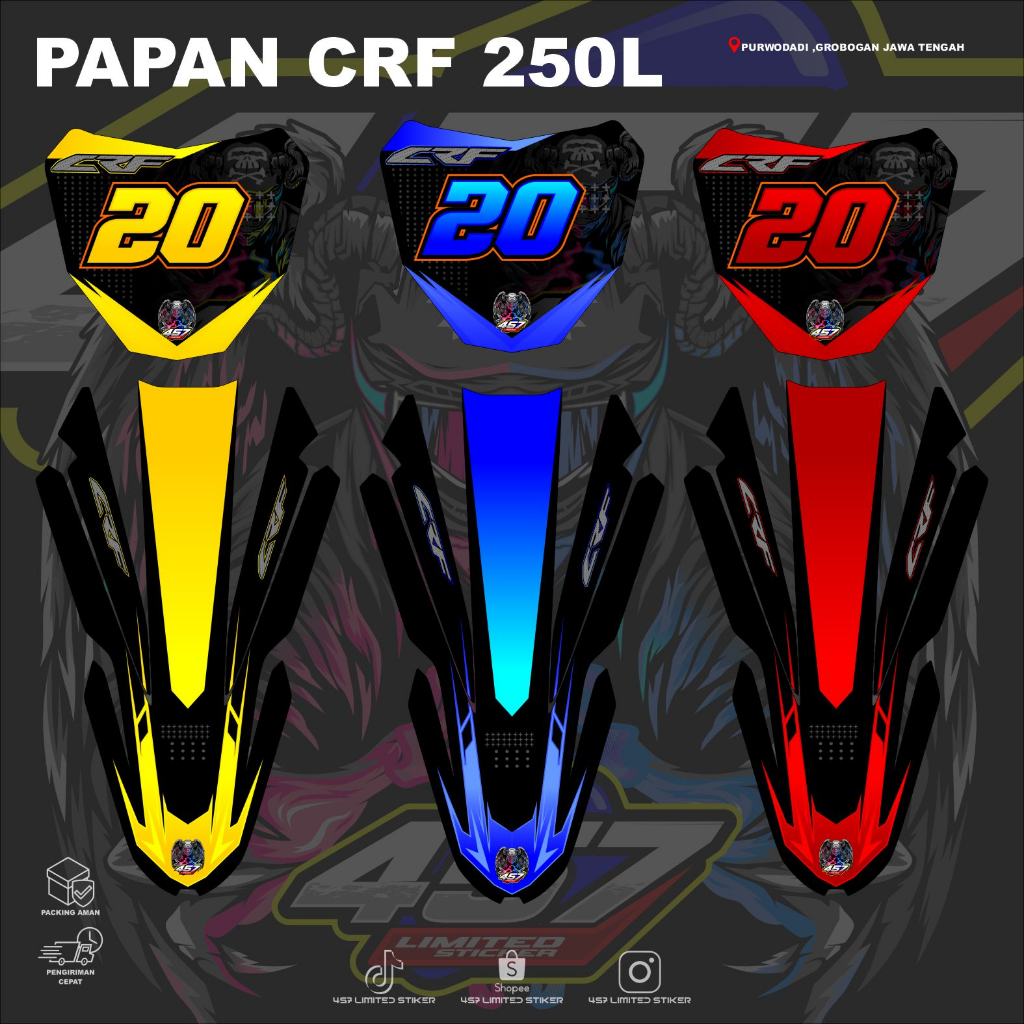 กระดานสติกเกอร์และสติ๊กเกอร์ DECAL CRF 250 หมายเลขพิเศษ การออกแบบที่ผ่านมาชื่อที่กําหนดเอง