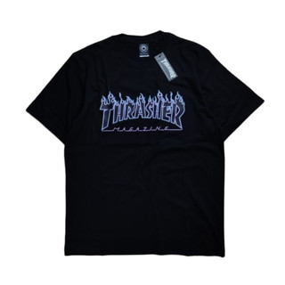 เสื้อยืด ลาย Thrasher FLAME HEATHER สีดํา