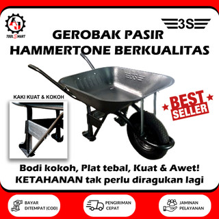 Gerobak Sorong Pasir Hitam 3S/ Troli Dorong Cor Semen/ Gerobak Proyek/ Gerobak Tukang