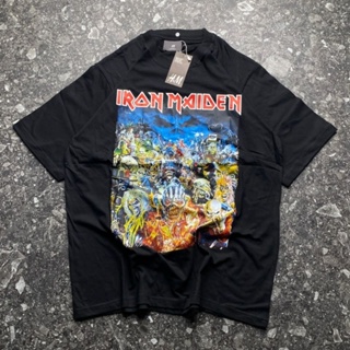 H&amp;m เสื้อยืดพรีเมี่ยม แขนสั้น ลาย IRON MAIDEN สีดํา สําหรับสุภาพสตรี