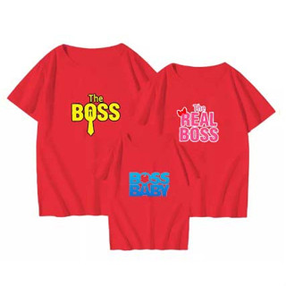 เสื้อยืดคู่รัก พิมพ์ลาย The Boss Baby Boss สีแดง สําหรับครอบครัว