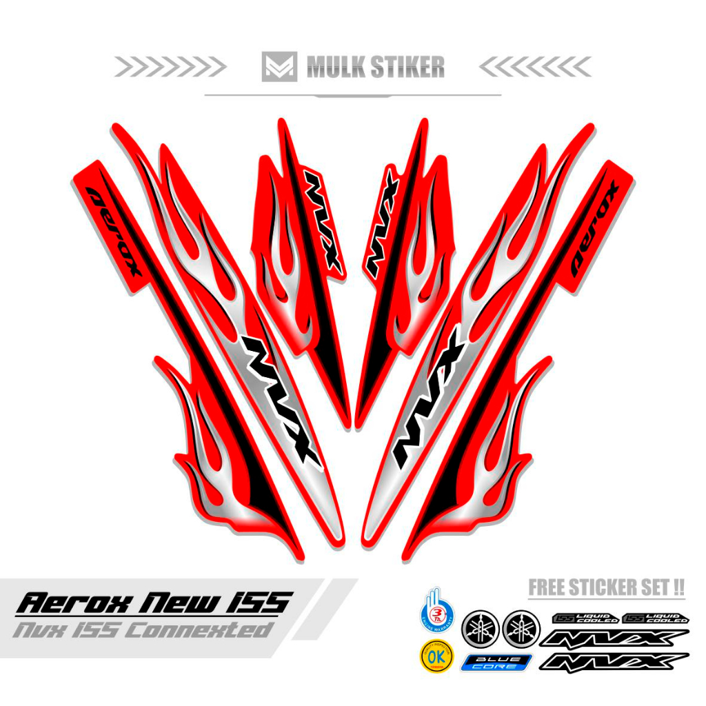 STRIPING AEROX 155 ใหม่ CONNETED MOTIF 45 / สีคอมโบ / ฐานสีดํา / AEROX 155 สติ๊กเกอร์เชื่อมต่อ / AER