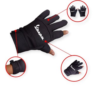 ถุงมือมอเตอร์ไซค์เวสป้า 2 นิ้ว / ถุงมือครึ่งนิ้วแบบเปิดนิ้วโ…