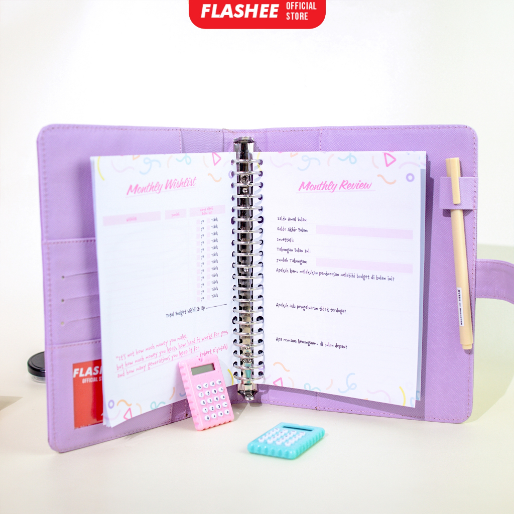 Flashee แผนการเงินใบหลวม B5 เครื่องผูกการเงินเนื้อหา B5 Plannerการเงิน B5