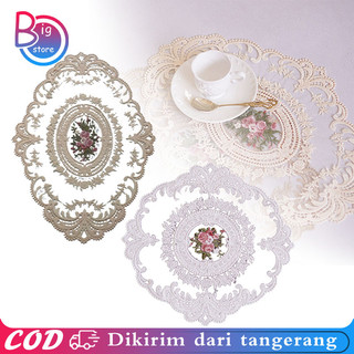 Table Mat Lace / Gaya Retro Lace Placem / Taplak Meja Makan Bordir Renda