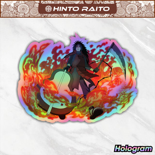 สติกเกอร์ ลายการ์ตูนอนิเมะ Naruto Madara Fire Hologram สําหรับติดตกแต่งหมวกกันน็อค แล็ปท็อป HP