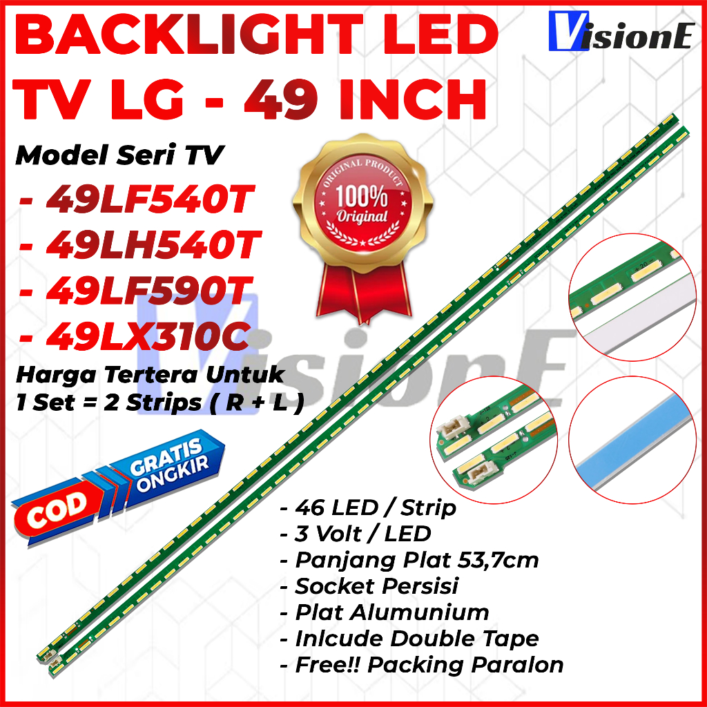 LG 49 INCH LED TV BACKLIGHT 49LF540 49LH540 49LF590 49LX310 49LF540T 49LH540T 49LF590T 49LX310C BL L