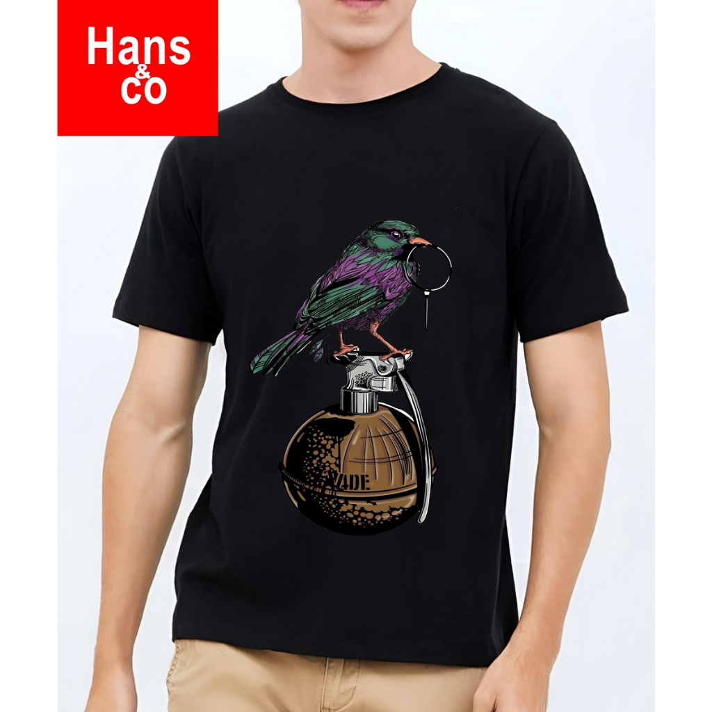 KATUN Premium 3D เสื้อยืดผู้ชาย 0blong Animation Bird Grenade Cotton 24s 100% H0105 By Hans & co