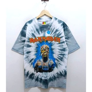  Baju Iron Maiden เสื้อยืดมัดย้อม สไตล์วินเทจ ขนาดใหญ่