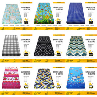 Sarung Kasur Busa Resleting 90x200x15 120x200x15 Motif Aesthetic Single No 4 Double No 3