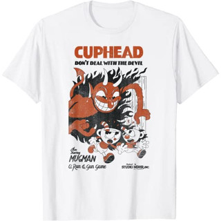 เสื้อยืด พิมพ์ลาย Cuphead Mugman Running From The Devil แฟชั่นสําหรับเด็ก และผู้ใหญ่ อายุ 12 3 4 5 6 7 8 9 10 11 12 ปี