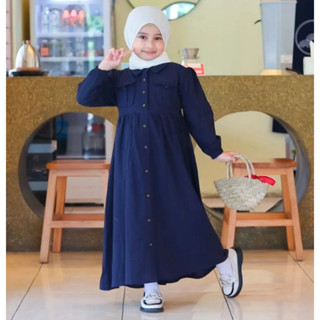 Gamis ANAK CIKA DRESS KIDS MC LD 80 ซม. PB 90 ซม. วัสดุ CRINKLE AIRFLOW เสื้อผ้า สําหรับเด็กผู้หญิง นําเข้าจากเกาหลี สามารถเล่นเกมได้ สําหรับเด็กผู้หญิง ชุดเกมส์ CRINKLE เด็กรุ่นล่าสุด ขวดสีล้วน NAVY LILAC เสื้อผ้าเด็ก มุสลิม รุ่นล่าสุด เด็กผู้หญิง