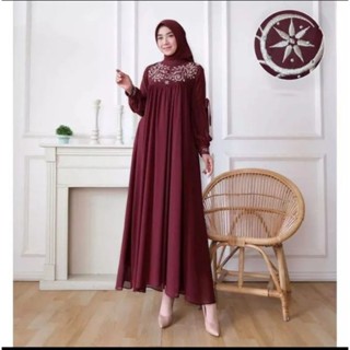 Gamis AMANDA DRESS ชุดเดรส ปักลายมัสยิด สีดํา หรูหรา เรียบง่าย สําหรับผู้หญิง