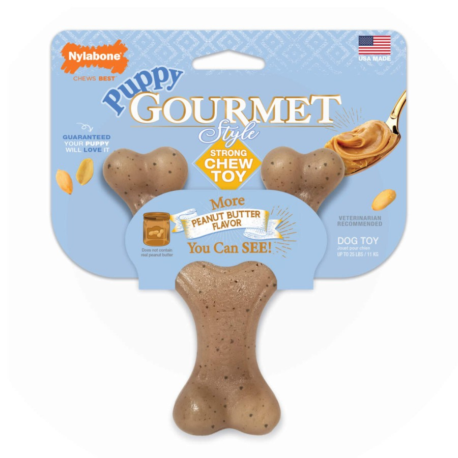NYLABONE Puppy Gourmet Strong Wishbone Peanut Butter ปกติ NPGPW202P