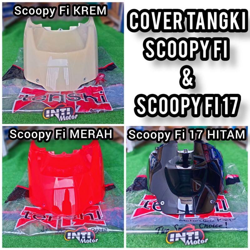 MERAH Scoopy Fi Tank Cover 2013 2014 2015 2016 2017 Black Red Cream Tenshi ยี่ห้อ Scopy fi Tank Cove