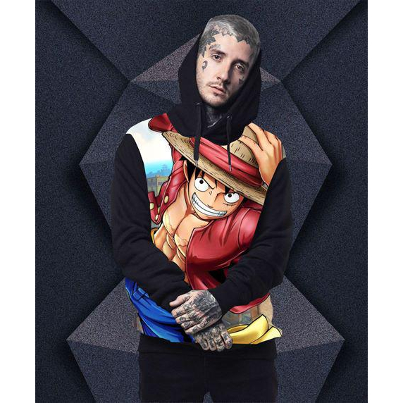 Zazom895 ผู้ชาย Hoodie One Piece ผู้ชาย Hoodie หมวกผู้ชาย Distro Hoodie อะนิเมะ Hoodie Distro สีดํา