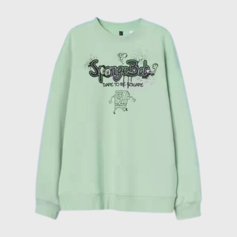H&M SPONGEBOB MINT FULLTAG CREWNECK HOODIE