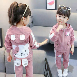 Setelan Terlucu Baby Anak permpuan berkupluk dan bergambar kucing import premium