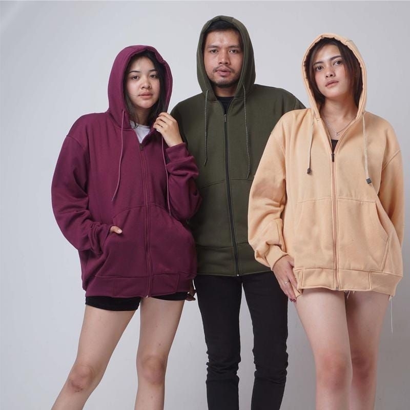 Hoodie Zipper Plain Men Women