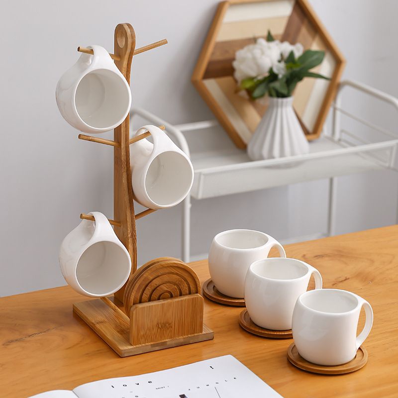 [พร้อมสต็อก] BAMBOO STAND CERAMIC CUPS / NORDIC CUPS / AESTHETIC CERAMIC CUPS