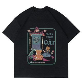 สั่งซื้อ | เสื้อยืด พิมพ์ลายการ์ตูน Satanic VINTAGE 666 | เสื้อยืด สีดํา LETS START A CULT OVERSIZE