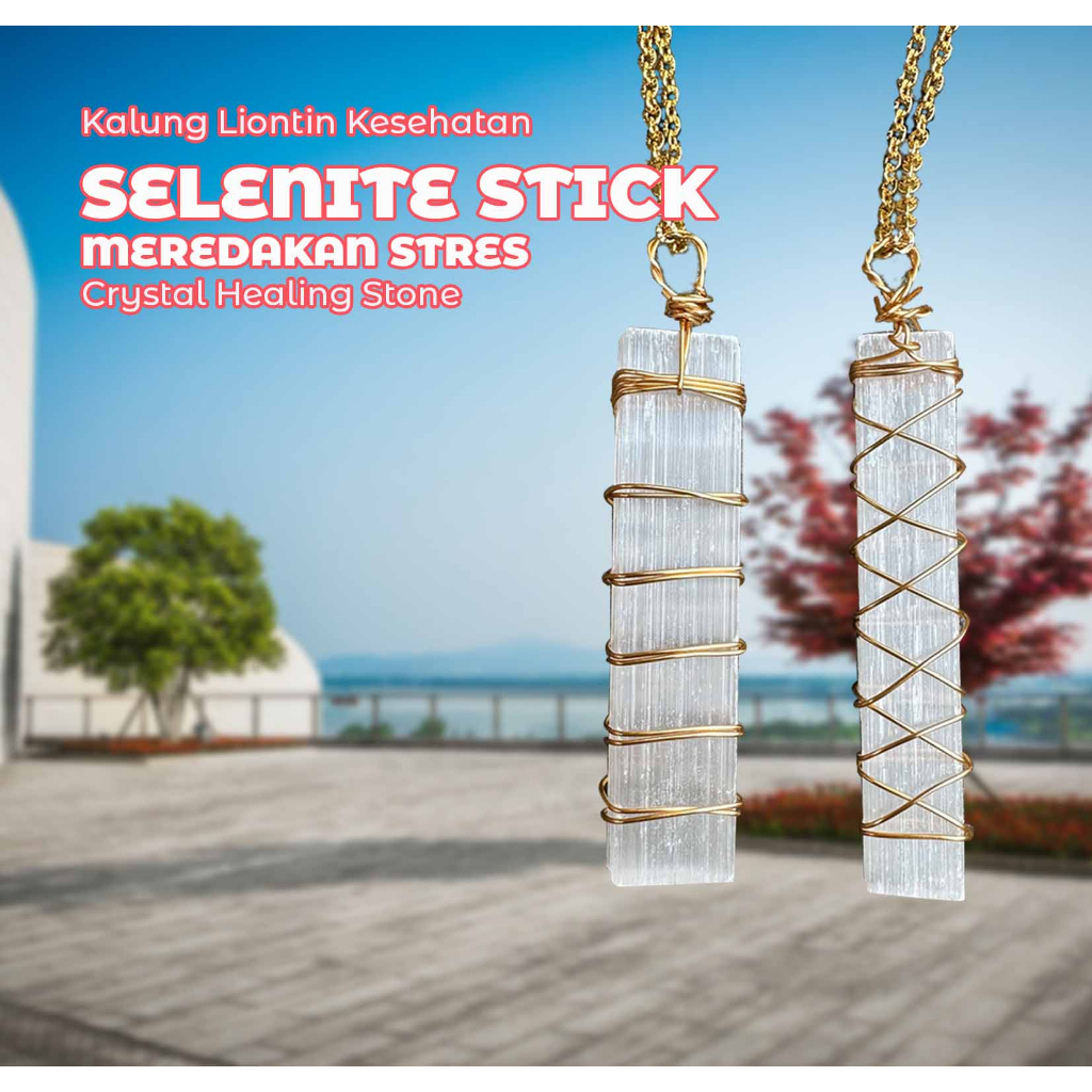 สร้อยคอพร้อมจี้เพื่อสุขภาพ Selenite Stick (LBP239)