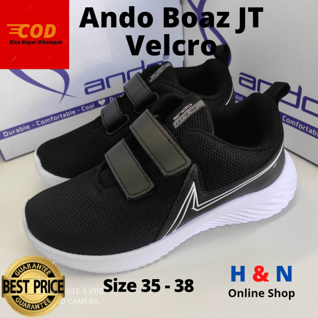 Gratong H&N Online Shop - รองเท้านักเรียน - รองเท้าผ้าใบ Ando Boaz Jt Velcro สําหรับเด็กขนาด 31-38
