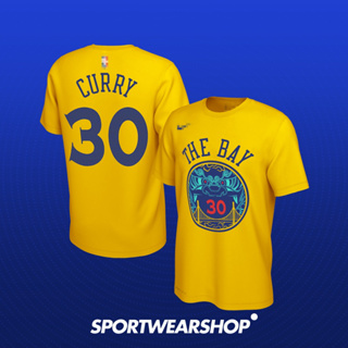 เสื้อยืดบาสเก็ตบอล ลาย NBA Golden State Warriors 30 Steph Curry สีเหลือง สําหรับผู้ชาย ผู้หญิง 2017 18