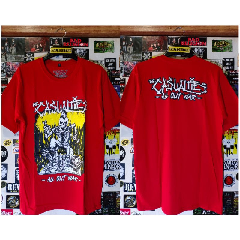 MERAH Punk The Casualties เสื้อยืดสีแดง / เสื้อยืด Punk Band / เสื้อยืด Punk