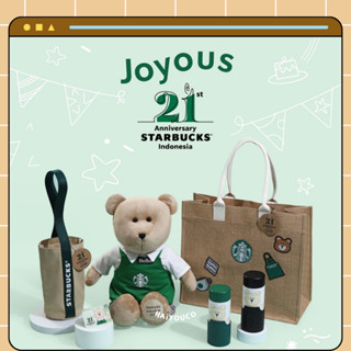 ผ้ากันเปื้อน ลาย Starbucks Anniversary 21st Joyous Summer 2023 Giant Bearista Starbucks Anniv 21th Tumbler 21th สีดํา สีเขียว