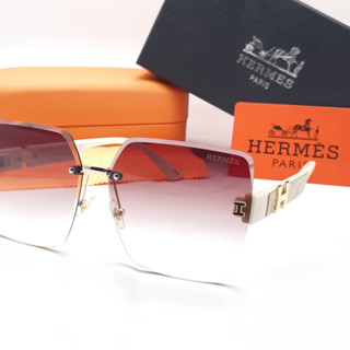 ใหม่ HERMES แว่นตาผู้หญิง 72311 กรอบสีขาว สีทอง ขนาด 61-11-135