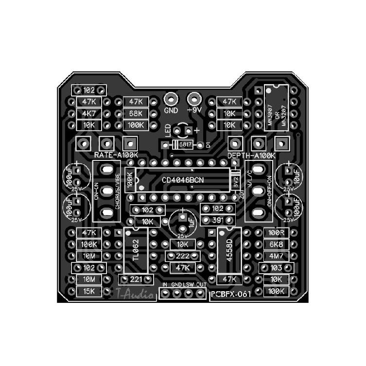 T-Audio PCBFX-061 จาก Zombie Chorus PCB กีตาร์ Modular Pedal 1590B MN3007 MN3207