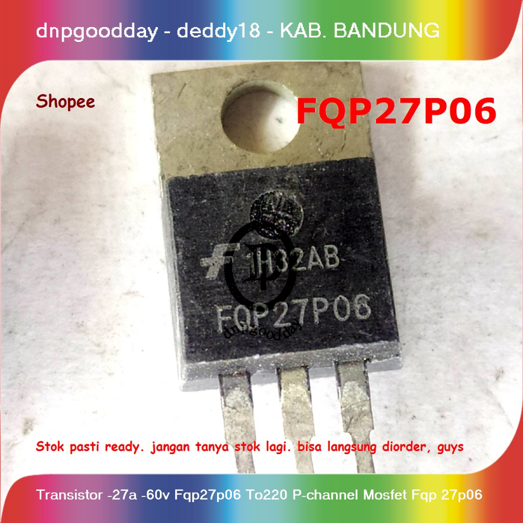 ทรานซิสเตอร์-27a -60v Fqp27p06 To220 P-channel Mosfet Fqp 27p06